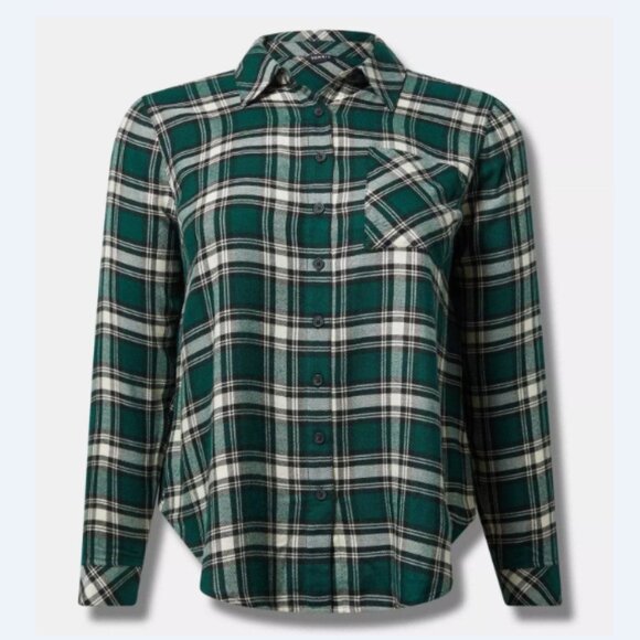 Torrid Lizzie Softest Flannel Button-Down Long Sleeve‎ Shirt - Picture 1 of 8